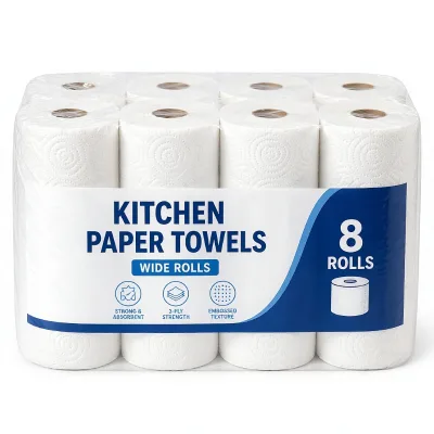 2 Ply Kitchen Paper Towel Rolls Absorbent Embossed Soft Disposable Recyclable Paper Towels for Household Cleaning