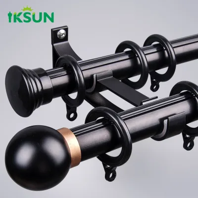 Iksun 3m Dark Adjustable Extendable Decorative Drapery Iron Pipe Black Industrial Pipe Curtain Rod