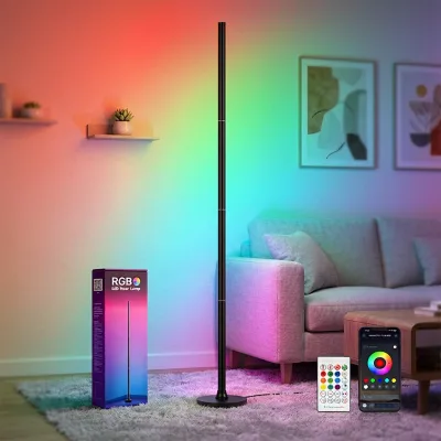 Best Price 1.2 Meter RGB Floor Lamp with Remote Control Google Home Apple Home Alexa Music Sync LED Modern Corner Lamp