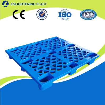 Heavy Duty Ventilated Grid Plastic Pallet 9 Legs High Tolerance Industrial Grade Steel Pipe Reinforced 4-Way Entry for Warehouse