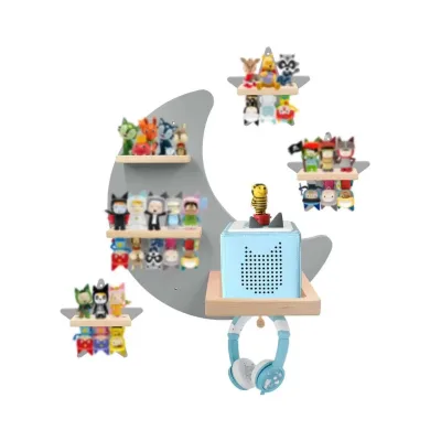 Wood Wall-mounted Japanese Simple Design Display Rack with Storage Function for Figurines and Models