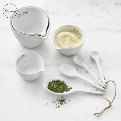 Measuring Tools White Porcelain Ceramic Measuring Cups and Spoons Sets