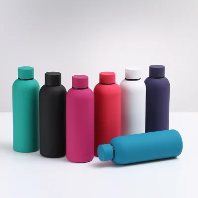 2024 New Sports Water Bottle Stainless Steel Water Cup with Bamboo Lid 500ml Vacuum Bottle Drink Rubber Paint Bottles