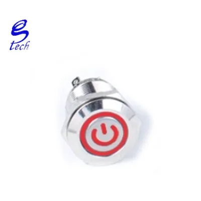 12mm Ring power supply light red Self recovery metal button switch, and self-locking circular power button with light