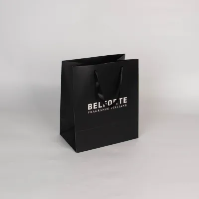Luxury Custom Ribbon Handle Tote Cardboard Paper Bag Luxury Custom Gift Jewelry Packaging Paper Bags