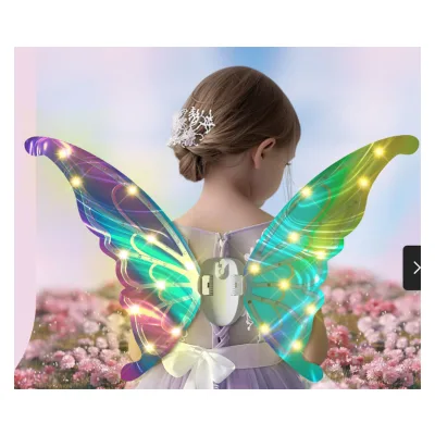 Hot LED Luminous Butterfly Wings Girls Butterfly Angel Wing Costume Set Children Electric Butterfly  Party Gifts