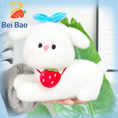 Plushies Manufacturer Custom Logo Cute Puppy Plush Toy 17cm Strawberry Dog Stuffed Animal Soft Fluffy Plushie Peluches in Stock