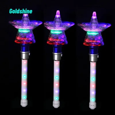 Customized LED Spinning Stick Wand Colorful Music Light-Up Star for Concerts & Fairy Parties Party Supplies