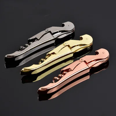 Black Wine Bottle Opener Metal Bottle Cork Screw Double Hinged Corkscrew for Home Party Wine Bottle