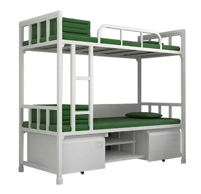 Multifunctional  Iron Bed Frame with Cabinet for Hostels and Dormitories