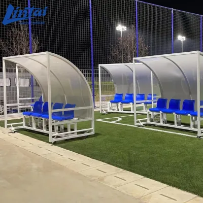 Sports Field Equipment Aluminum Alloy Player Substitutes Bench with Sunshade and Wheels for Football/Soccer Matches
