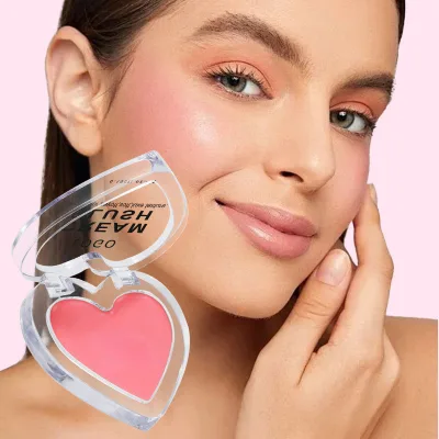 High Quality Heart Shape Blusher Cream Oem Odm Long Lasting Smooth High Pigment Cheek Makeup Blush for All Skin Type
