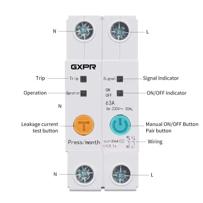 Tuya GXB1 IP12 63A Wi-Fi Smart Home System MCB Remote Control Circuit Breaker with Real-time Data Measurement