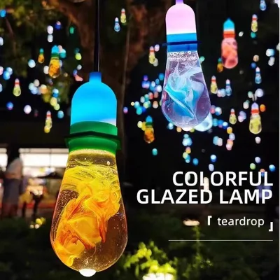 Outdoor Colorful Wish Glass Lamp Park Tree Lamp Amber Hanging Decorative Landscape Lights