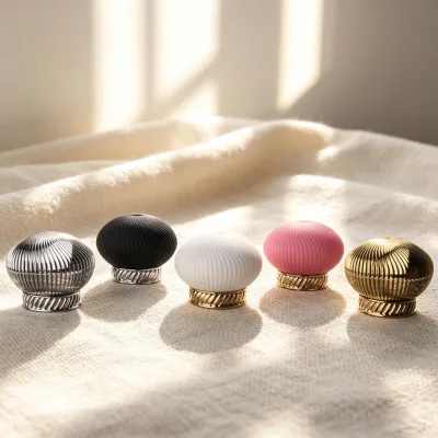 Factory Supply Custom Shell Ribbed Ball Perfume Cap 15mm Crimp Recyclable Fragrance Closure Accessory Lid