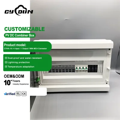 CYDUN CYHA-18 1000V 4 Inputs 1 Output PV Combiner Box with MC-4 Connector PC+ABS TUV&ISO9001&CE&CQC Certificated