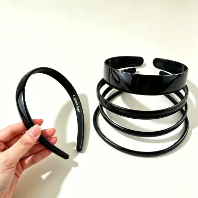 BELLEWORLD Custom Logo Basic Semi Finished Black Plastic Headband No Teeth Unisex Blank Hair Accessories for Women Wholesale