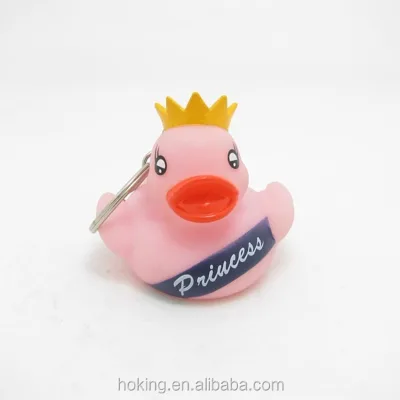 Custom Plastic Rubber Duck Princess Duck with Keychain