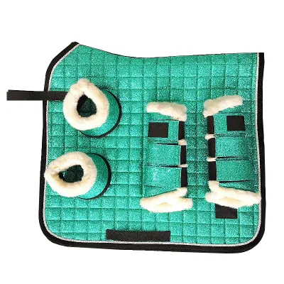Manufacturer Wholesale Equestrian supplies made of Cotton/Velvet/Satin/Glitter Horse Saddle Pad Set