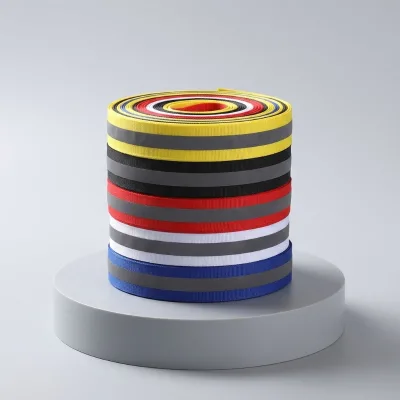 Polyester Striped Reflective Webbing Fluorescent Yellow High Visibility Safety Bands Reflective Ribbon for Workwear and Pet Gear