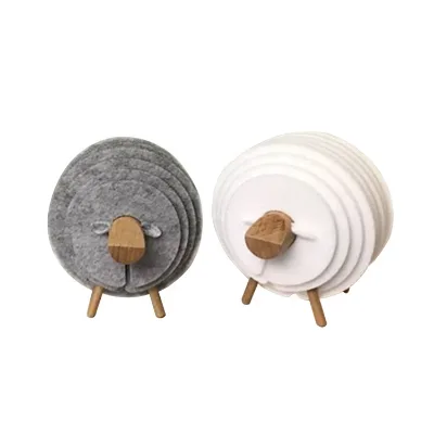 Wood Body Absorbent Felt Cup Mat Felt coaster