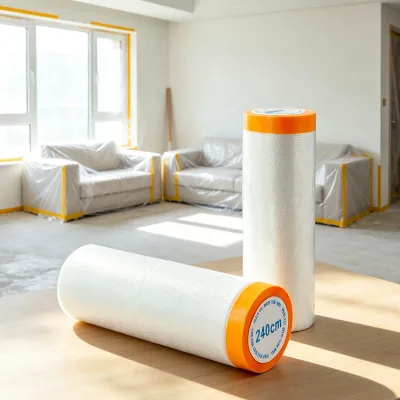 Washi Tape Attached Masking Film Plastic Dust Cover Hand Tool for Interior Renovation Wall Furniture Spray Painting