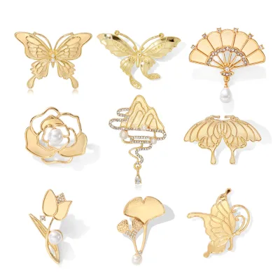 Wholesale Can DIY Brooch Exquisite Gold Plated Butterfly Brooches for Women's Fashion Jewelry Dragonfly Brooch Metal Lapel Pins
