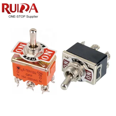 Heavy Duty E-TEN1322 VE066 6-Pin Toggle DPDT ON-OFF-ON Switch 15A 250V Mini Toggle Switches
