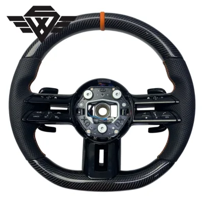 Upgrade  Custom Real Carbon Fiber Leather Steering Wheel Fit Mercedes Bnez W223 W464 G63  G E Class 809P Car Interior