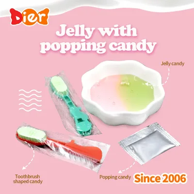 Candy Wholesale Set in Bulk Packaging Toothbrush Shaped Toothpaste Fruit Jelly Popping Candy Custom Fruit Flavored Sweet OEM/ODM