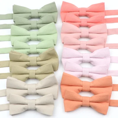New Green Orange Color Bowties for Parent-Child Lovely Design Adjustable Butterfly 100% Cotton Men Kids Bow Tie Gift Accessory
