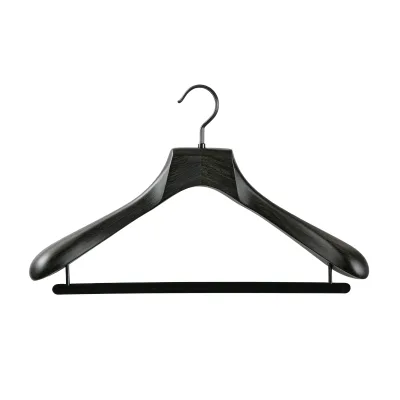 Wide Shoulder Solid Wood Suit Hanger with Heavy Duty Metal Hook Trouser Bar for Professional Retail Shops Closet Storage Hanger