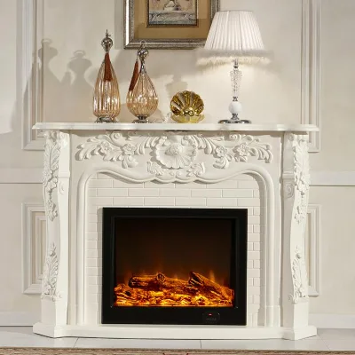 White Marble Decoration Modern Fireplace Surrounds