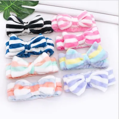 Fashion Hair Band Design Shower Spa Headband Makeup Bow Tie Cotton Hair Band