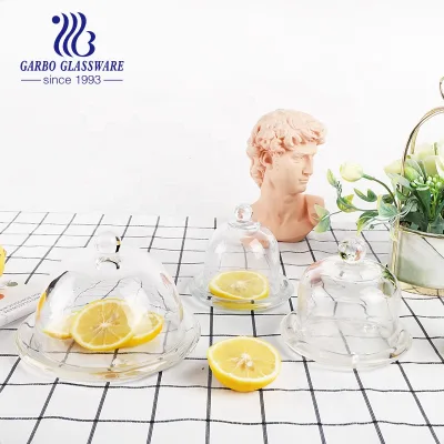 Clear Crystal Glass Square Shaped Lemon Keeper Glass Butter Dish with Lid Glassware Jar Dome with Plate Glass Lemon Dish