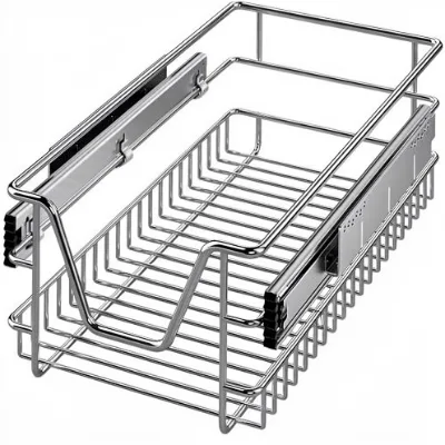 Kitchen  Durable 2x Pull Telescopic Floor Mount Kitchen Drawer | 30cm External 26cm Internal Cabinet Dimensions | Chrome-Plated