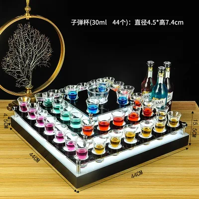 Richshining New Arrival 3 Layer LED 44 Cup Cocktail Glorifier Display Rack VIP Service 30ml Shot Glasses Tray for Bar Party