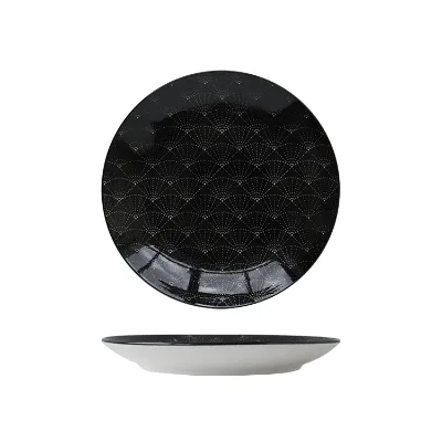 Serving Dishes Plates Black Plates Sets Dinnerware Wholesale Black and Gold Porcelain Plates