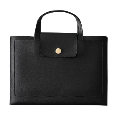 WD Custom-Made Business Casual Leather Briefcase Office Document A4 File Storage Archive Bag with Snap Button Waterproof WD-2623