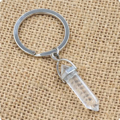 DIY Custom hexagonal prism shape crystal metal keychain crystals gift