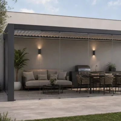 Aluminum Alloy Gazebo Bioclimatic Design Patio Leisure Building for Villa Outdoor Rest Area
