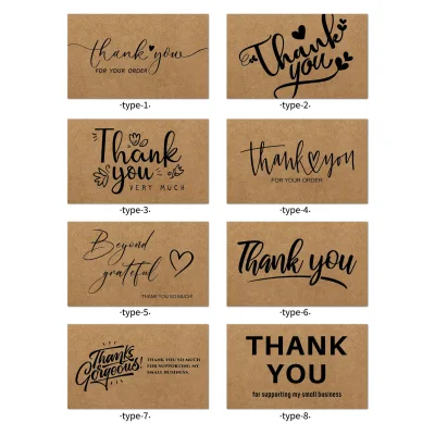 HYRA Mini Thank You Cards Small Business Kraft Thank You Cards Bulk Business Stock for Your Order for Customer Package Inserts