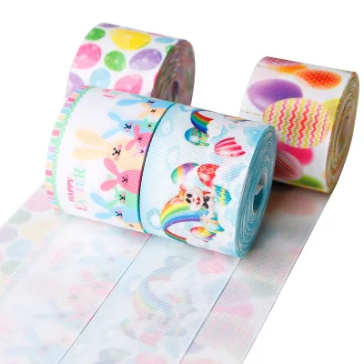 New Arrival 38mm Printed Grosgrain Fabric Ribbon for Easter Day Decoration
