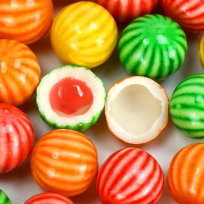 Wholesale Custom Jam Filled Crisp Bubble Chewing Gum Watermelon & Mixed Fruit Flavored Packaged in Box and Bottle
