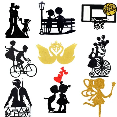 Happy Birthday Hot Stamping Process Cake Topper Paper Weddings And Valentine's Day Cupcake Party Cake Topper