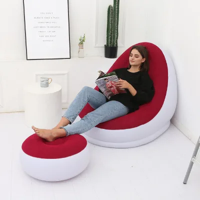 Hot Sale Flocking Inflatable air Bed Mattress with Hand Electric Pump Indoor Office Moisture-proof Foldable air Sofa Chair