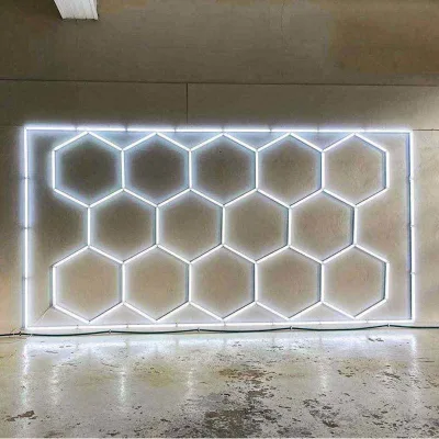 High Quality Hexagon Honeycomb Led Lights Indoor Illumination 14 Grid Hex Lights for Maintenance Shop and Multi Function