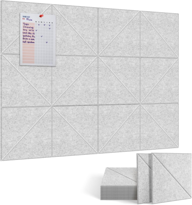 12 Pcs Grey Felt Message Board Bulletin Board Cork Board Tiles Safe Removable Adhesive Tabs Modern Stylish Design 9mm Thickness