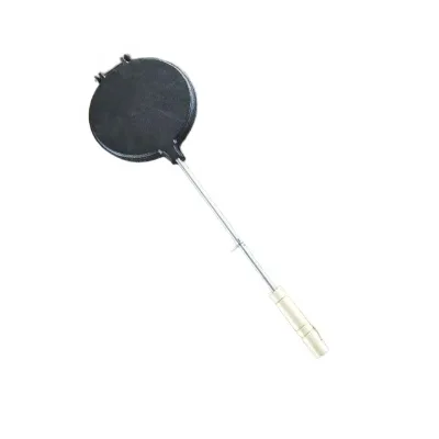 7" Round Cast Iron Camp Waffle Iron Jaffle Iron With Steel and Wood Handles for Outer Door Wood Open Fire Cooking
