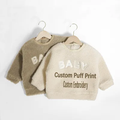 New Arrival Newborn Baby Boys Girls Clothes Winter Warm Kids Teddy Coat Embroidery Kids Sweatshirt